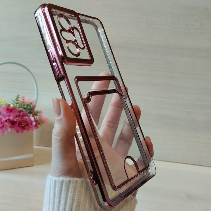 Чохол на xiaomi redmi Note 10 pro силіконовий  з рожевою рамкою та кишенею під картки - Зображення 5