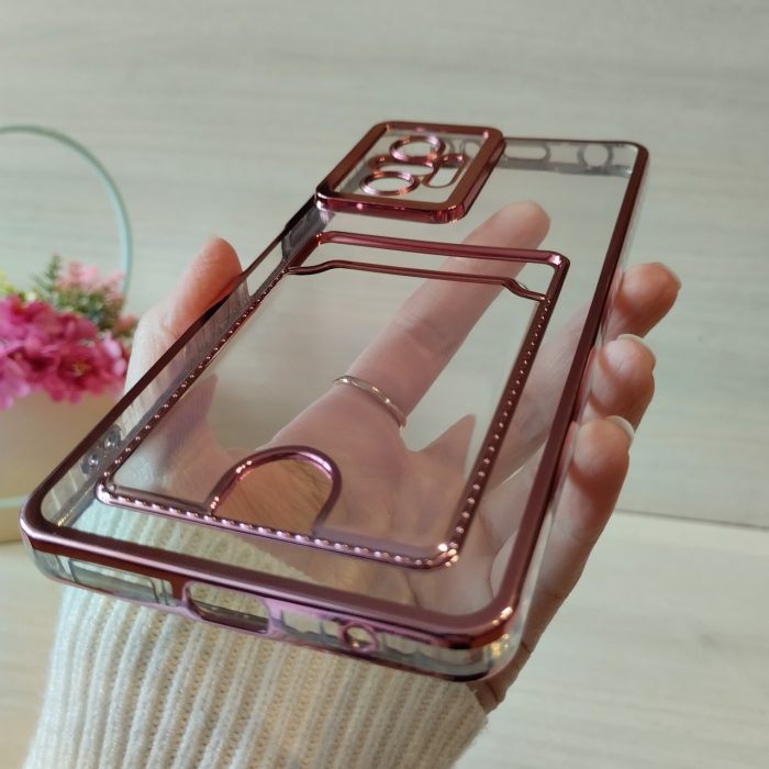 Чохол на xiaomi redmi Note 10 pro силіконовий  з рожевою рамкою та кишенею під картки - Зображення 7