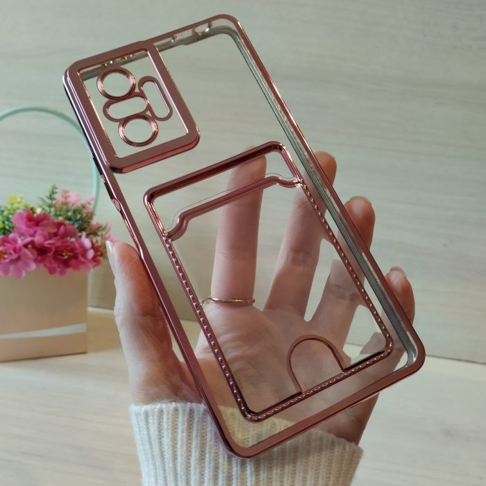 Чохол на xiaomi redmi Note 10 pro силіконовий  з рожевою рамкою та кишенею під картки - Зображення 4