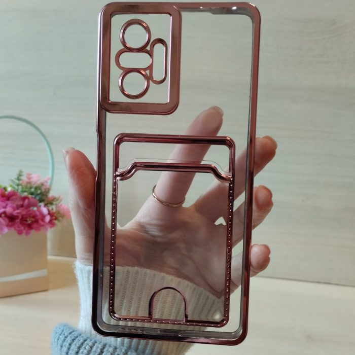 Чохол на xiaomi redmi Note 10 pro силіконовий  з рожевою рамкою та кишенею під картки - Зображення 2