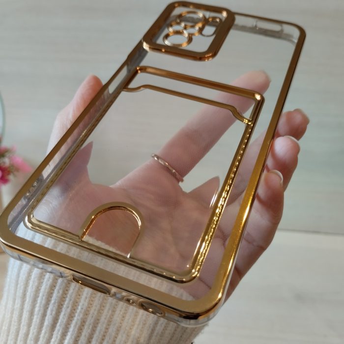 Чохол на xiaomi redmi Note 10 4g / Note 10s силіконовий жіночий із золотистою рамкою та кишенею під картки - Зображення 7