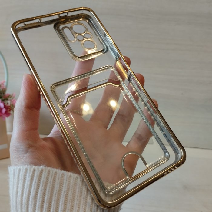 Чохол на xiaomi redmi Note 10 4g / Note 10s силіконовий жіночий із золотистою рамкою та кишенею під картки - Зображення 8