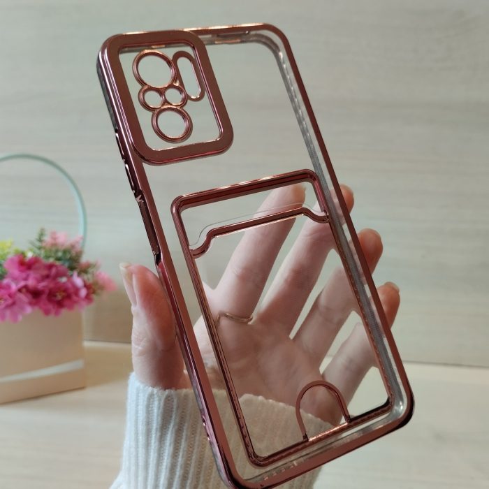 Чохол на xiaomi redmi Note 10 4g / Note 10s силіконовий жіночий із рожевою рамкою та кишенею під картки - Зображення 2
