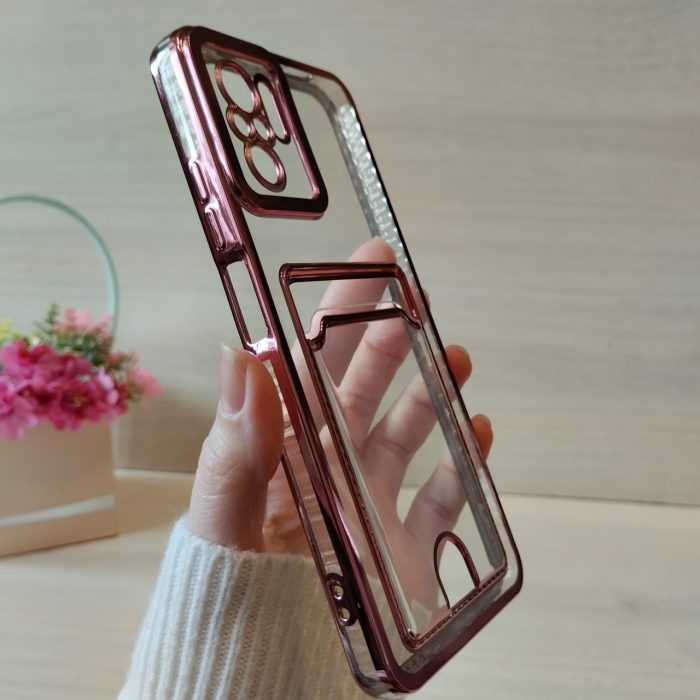 Чохол на xiaomi redmi Note 10 4g / Note 10s силіконовий жіночий із рожевою рамкою та кишенею під картки - Зображення 8