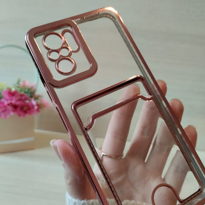 Чохол на xiaomi redmi Note 10 4g / Note 10s силіконовий жіночий із рожевою рамкою та кишенею під картки - Зображення 4