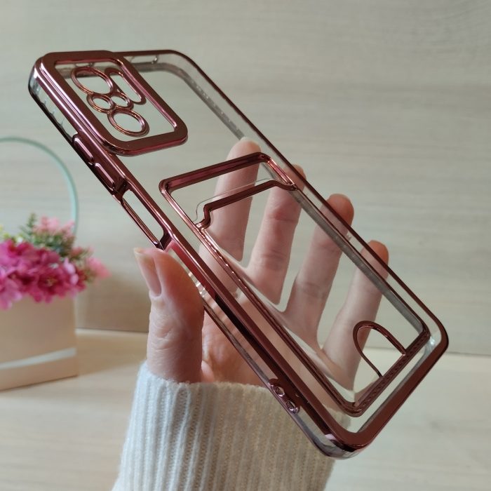 Чохол на xiaomi redmi Note 10 4g / Note 10s силіконовий жіночий із рожевою рамкою та кишенею під картки - Зображення 3