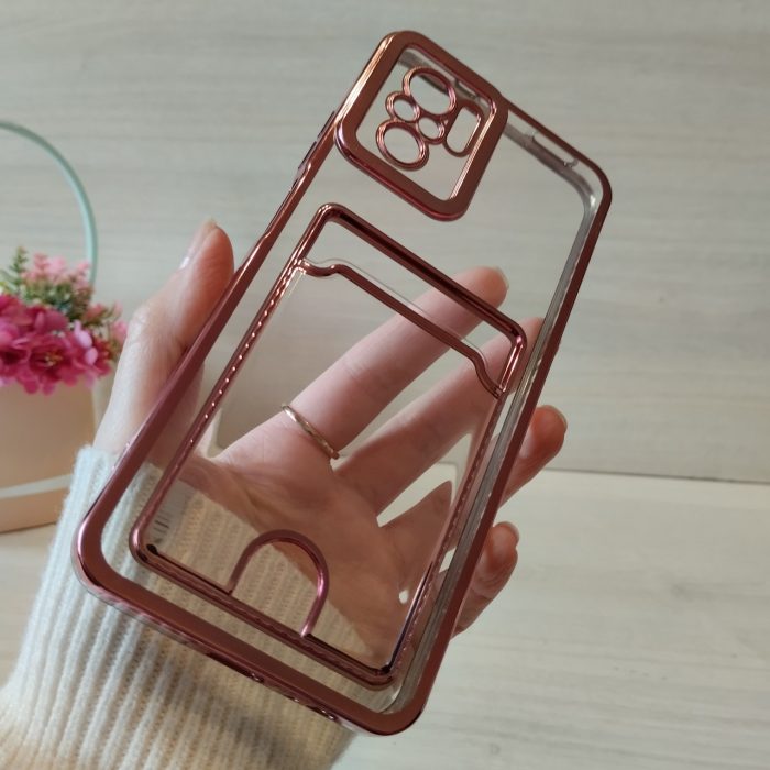 Чохол на xiaomi redmi Note 10 4g / Note 10s силіконовий жіночий із рожевою рамкою та кишенею під картки - Зображення 6