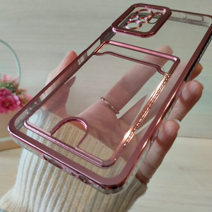 Чохол на xiaomi redmi Note 10 4g / Note 10s силіконовий жіночий із рожевою рамкою та кишенею під картки - Зображення 7