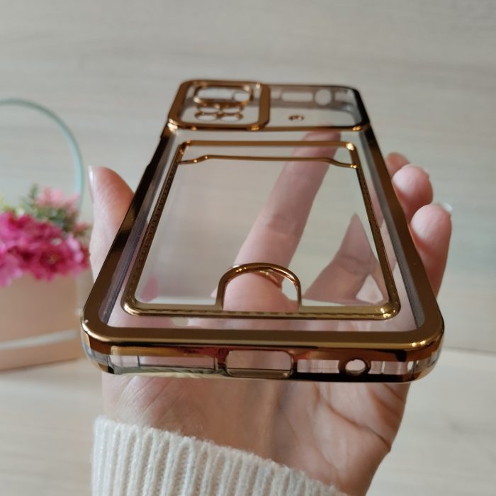 Чехол на xiaomi redmi Note 11 4g / Note 11s силиконовый женский с золотистой рамкой и карманом под карточки - Зображення 9