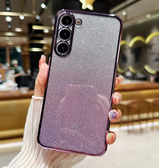 Чохол на samsung a35 силіконова жіноча накладка блискучий градієнт фіолетовий