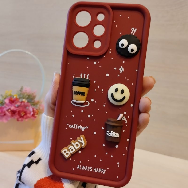 Чохол для xiaomi redmi 12 силіконовий з 3-D наклейками TPU Toys Case (бордо)