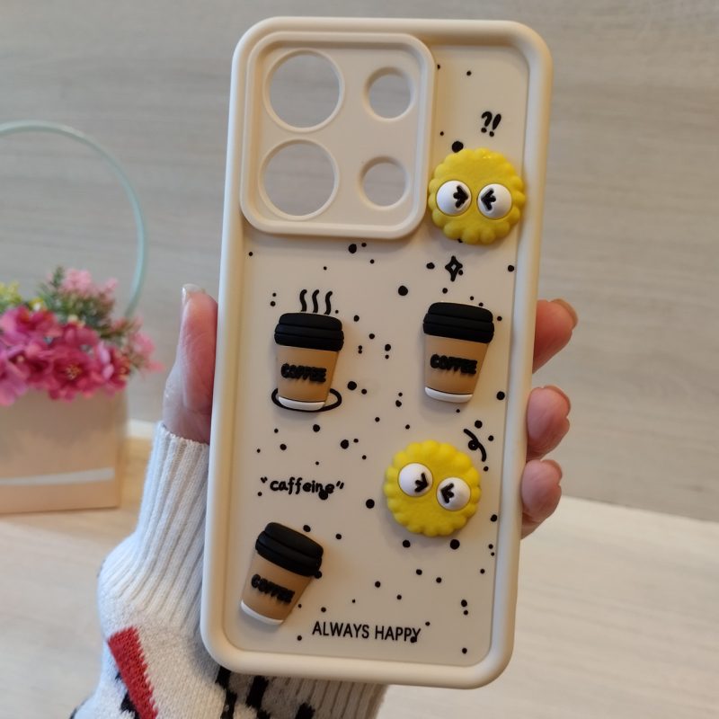 Чохол для xiaomi redmi Note 13 4g силіконовий з 3-D наклейками TPU Toys Case (біла кава)