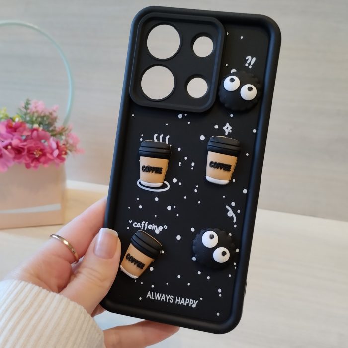 Чехол для xiaomi redmi Note 13 4g силиконовый с 3-D наклейками TPU Toys Case (черный кофе) - Зображення 2
