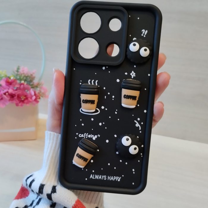 Чехол для xiaomi redmi Note 13 4g силиконовый с 3-D наклейками TPU Toys Case (черный кофе) - Зображення 3