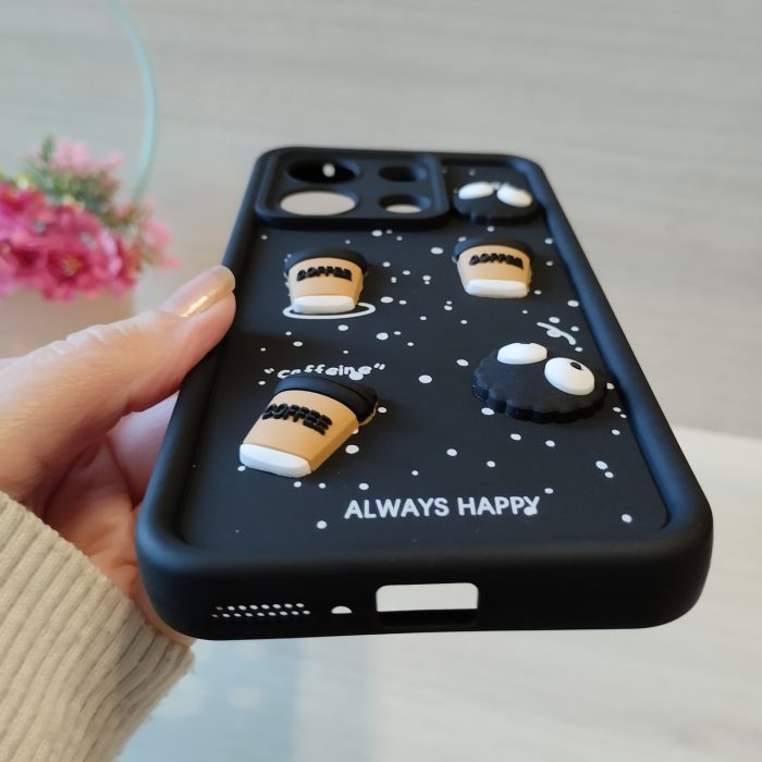 Чехол для xiaomi redmi Note 13 4g силиконовый с 3-D наклейками TPU Toys Case (черный кофе) - Зображення 6