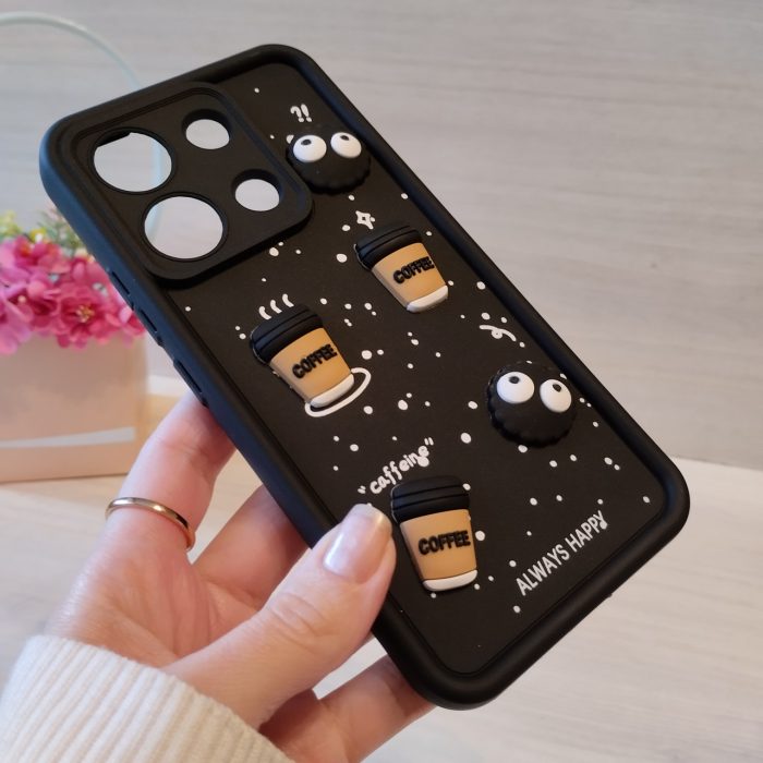 Чехол для xiaomi redmi Note 13 4g силиконовый с 3-D наклейками TPU Toys Case (черный кофе) - Зображення 4