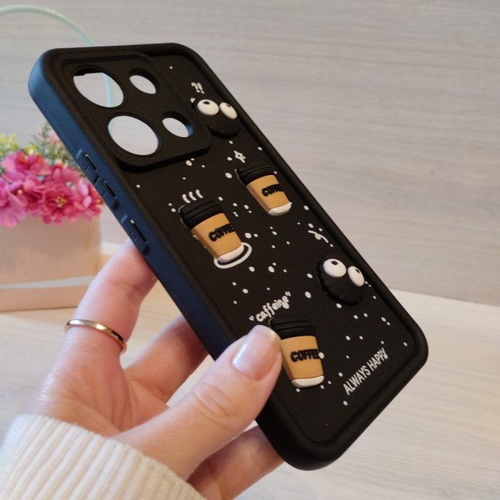 Чехол для xiaomi redmi Note 13 4g силиконовый с 3-D наклейками TPU Toys Case (черный кофе) - Зображення 5