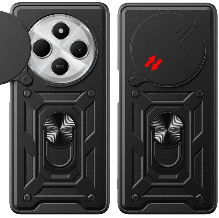 Чохол для Xiaomi redmi 14c протиударний бампер зі шторкою для камери та кільцем на саомі редмі 14с