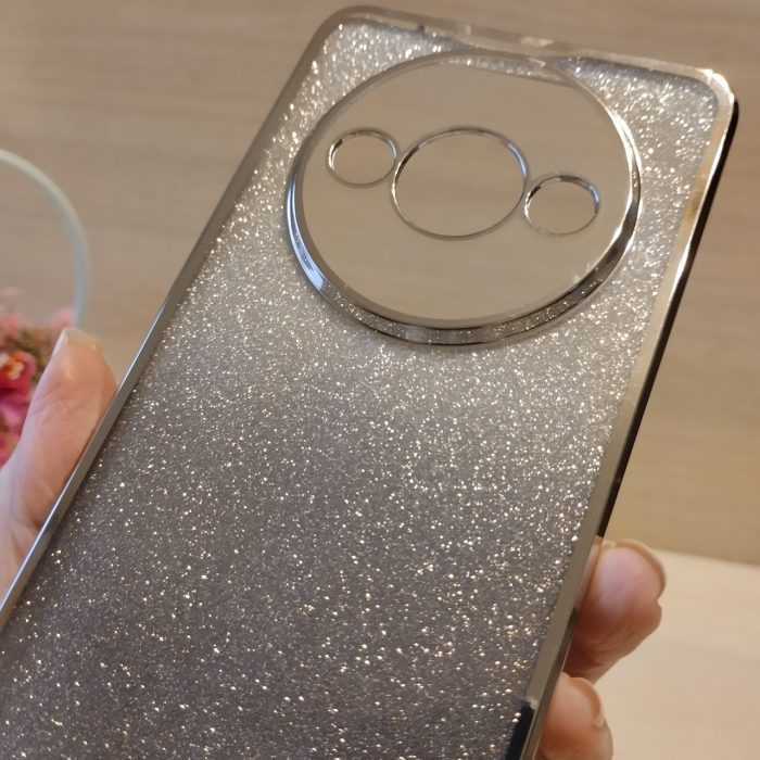 Чохол для xiaomi redmi A3 силіконова жіноча накладка блискучий градієнт сріблястий - Зображення 7