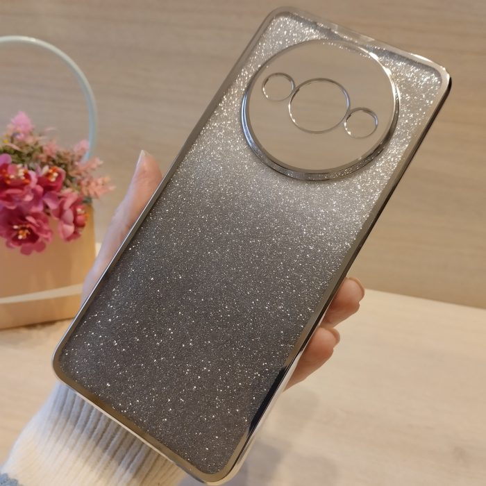 Чохол для xiaomi redmi A3 силіконова жіноча накладка блискучий градієнт сріблястий - Зображення 5