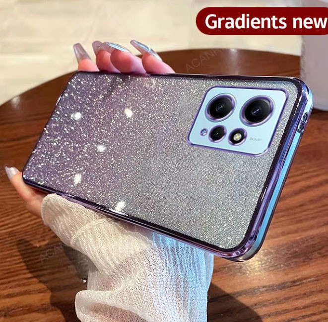 Чохол на xiaomi redmi Note 12 4g силіконова жіноча накладка блискучий градієнт фіолетовий