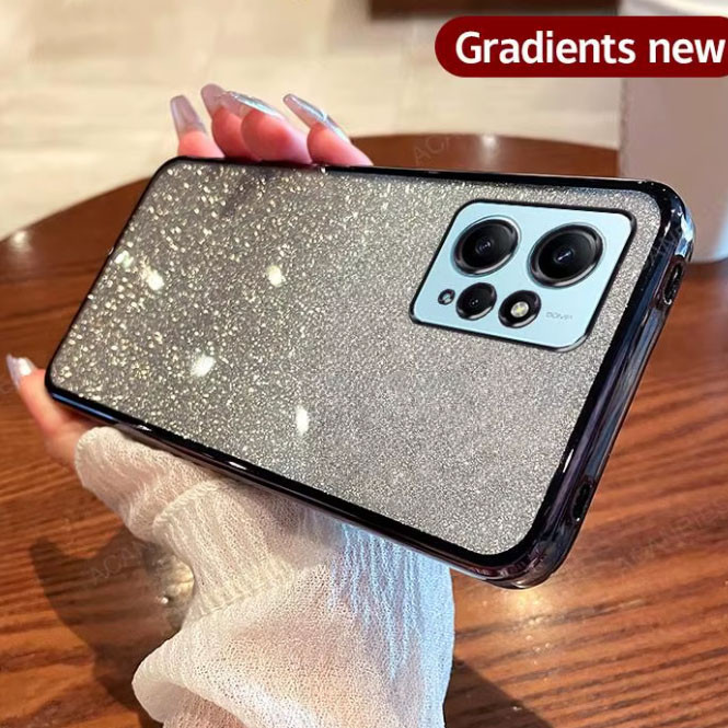 Чохол на xiaomi redmi Note 12 4g силіконова жіноча накладка блискучий градієнт сірий