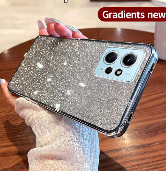 Чохол на xiaomi redmi Note 12 4g силіконова жіноча накладка блискучий градієнт сріблястий