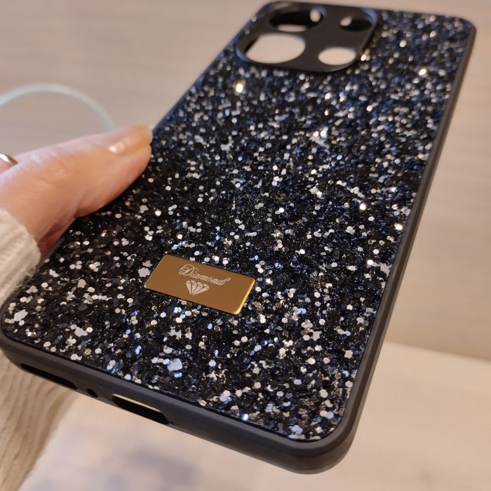 Чохол на xiaomi redmi Note 13 pro 4g силіконова жіноча накладка блискуча Diamond shine чорний - Зображення 8