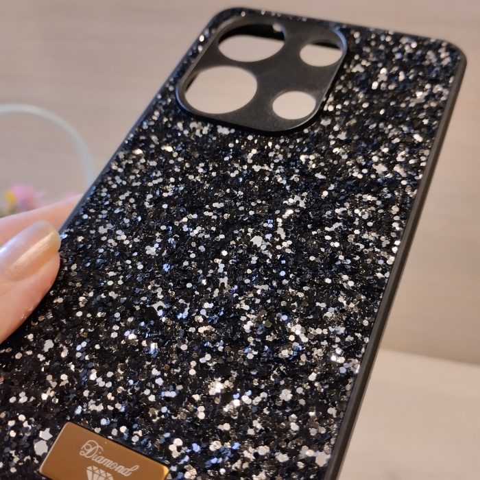 Чохол на xiaomi redmi Note 13 pro 4g силіконова жіноча накладка блискуча Diamond shine чорний - Зображення 9