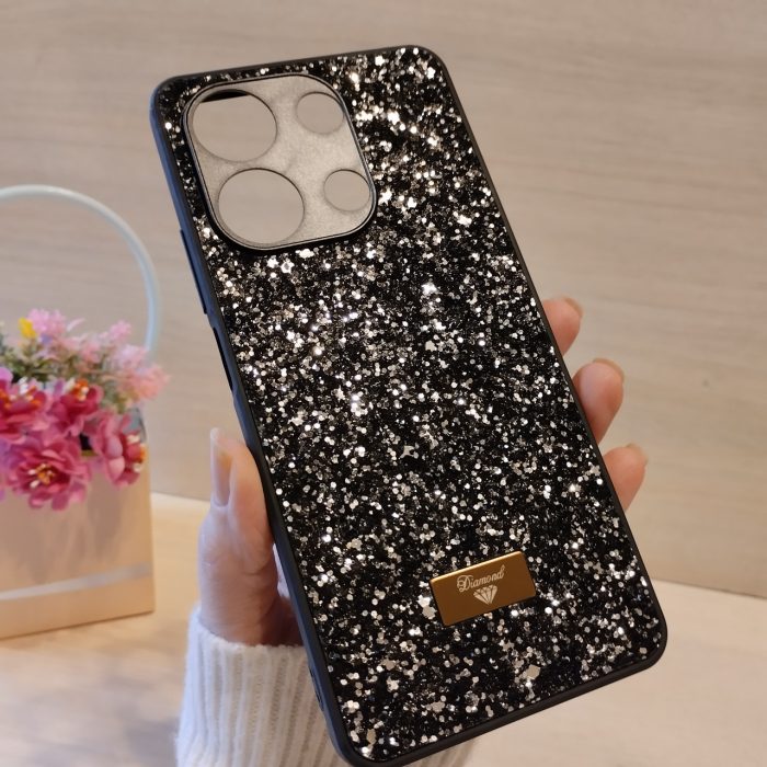 Чохол на xiaomi redmi Note 13 pro 4g силіконова жіноча накладка блискуча Diamond shine чорний - Зображення 7