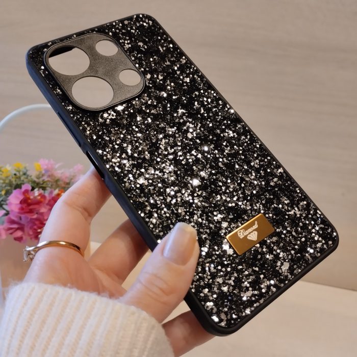 Чохол на xiaomi redmi Note 13 pro 4g силіконова жіноча накладка блискуча Diamond shine чорний - Зображення 6