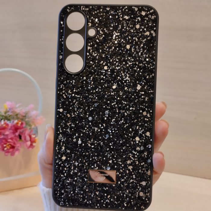 Чохол на Samsung a35 5g силіконова жіноча накладка блискуча Diamond shine (чорний)