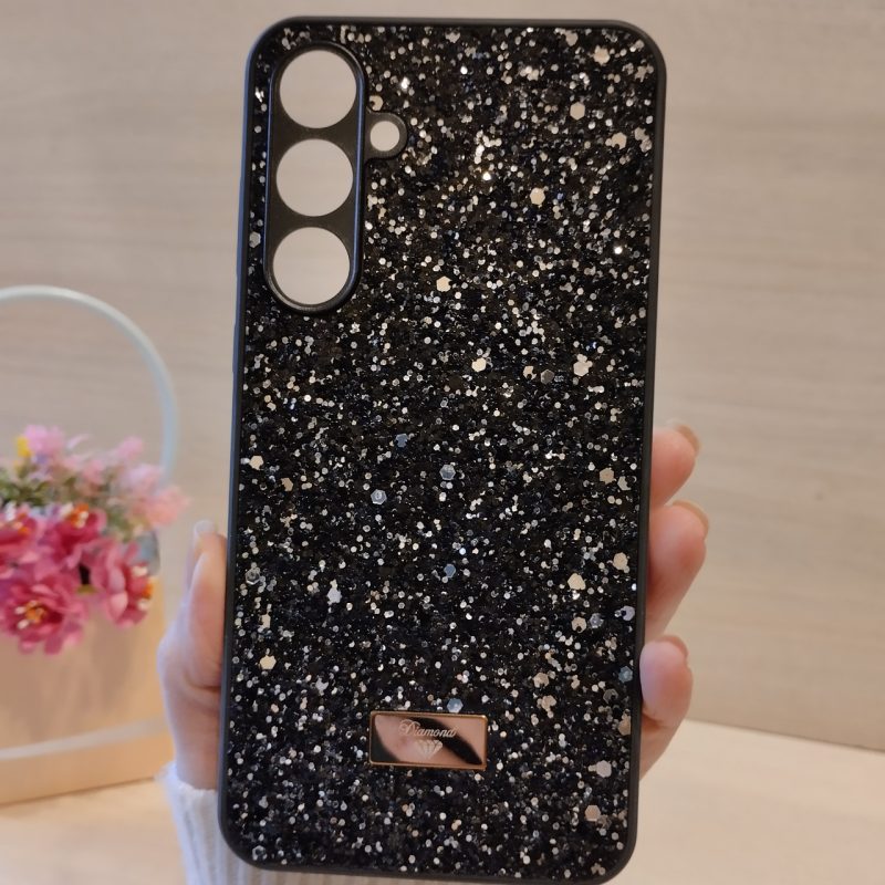 Чехол на Samsung a36 силиконовая женская накладка блестящая Diamond shine (черный)