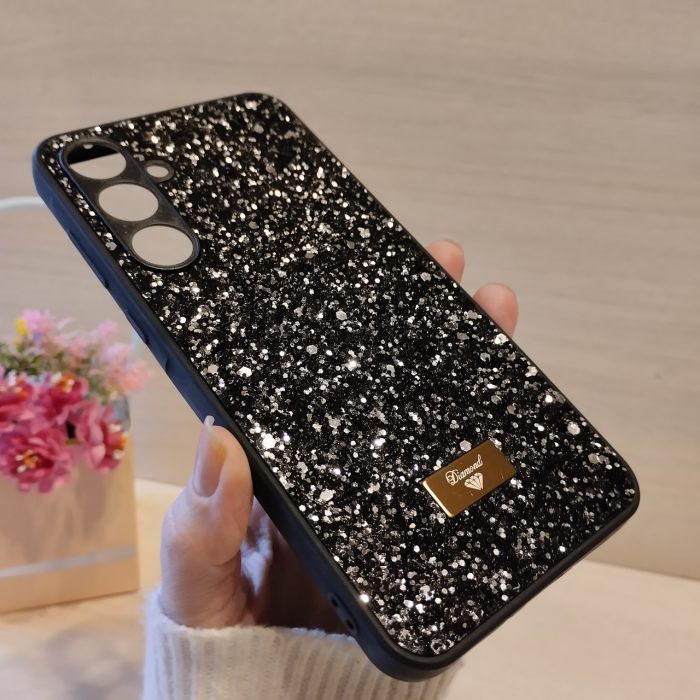 Чохол на Samsung a35 5g силіконова жіноча накладка блискуча Diamond shine (чорний) - Зображення 6
