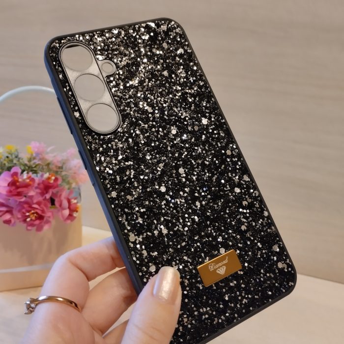 Чохол на Samsung a35 5g силіконова жіноча накладка блискуча Diamond shine (чорний) - Зображення 4
