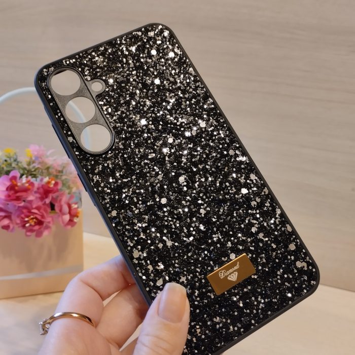 Чохол на Samsung a35 5g силіконова жіноча накладка блискуча Diamond shine (чорний) - Зображення 7