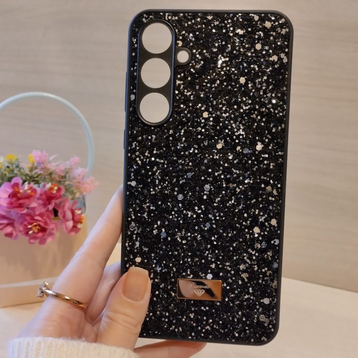 Чохол на Samsung a35 5g силіконова жіноча накладка блискуча Diamond shine (чорний) - Зображення 2