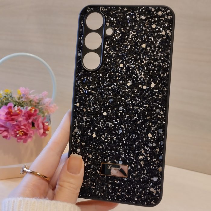 Чохол на Samsung a35 5g силіконова жіноча накладка блискуча Diamond shine (чорний) - Зображення 3
