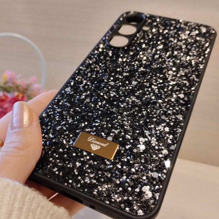 Чохол на Samsung a35 5g силіконова жіноча накладка блискуча Diamond shine (чорний) - Зображення 9