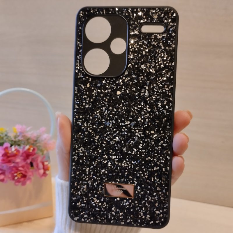 Чохол на xiaomi redmi Note 13 pro plus 5g силіконова жіноча накладка блискуча Diamond shine чорний