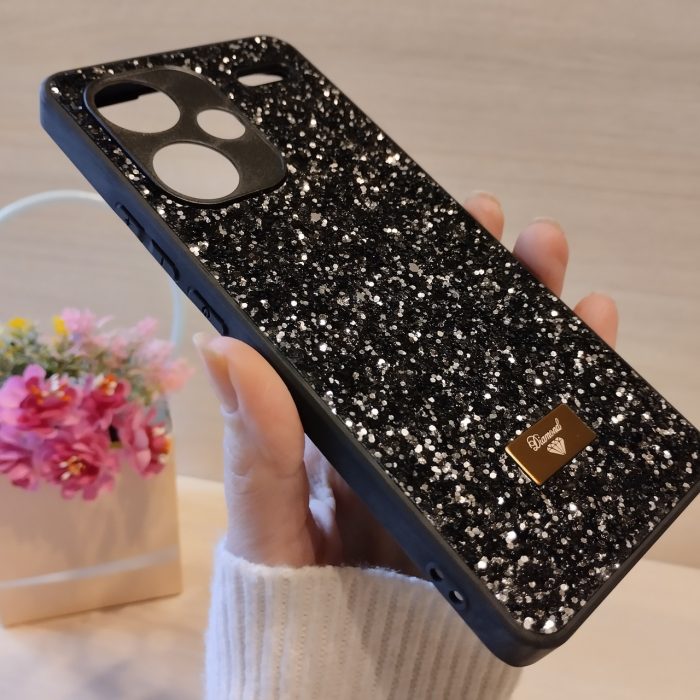 Чохол на xiaomi redmi Note 13 pro plus 5g силіконова жіноча накладка блискуча Diamond shine чорний - Зображення 4