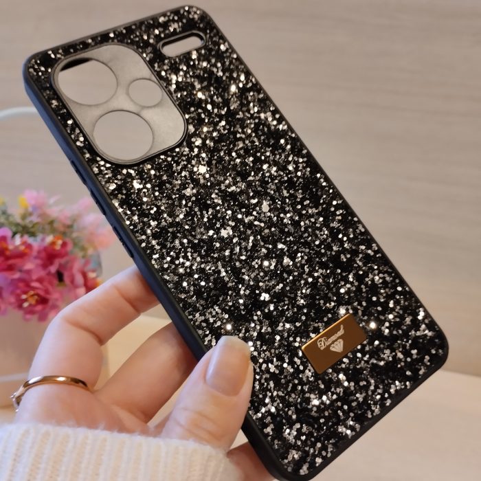 Чохол на xiaomi redmi Note 13 pro plus 5g силіконова жіноча накладка блискуча Diamond shine чорний - Зображення 6