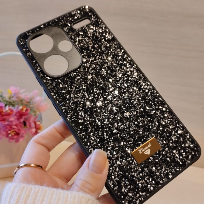 Чохол на xiaomi redmi Note 13 pro plus 5g силіконова жіноча накладка блискуча Diamond shine чорний - Зображення 5