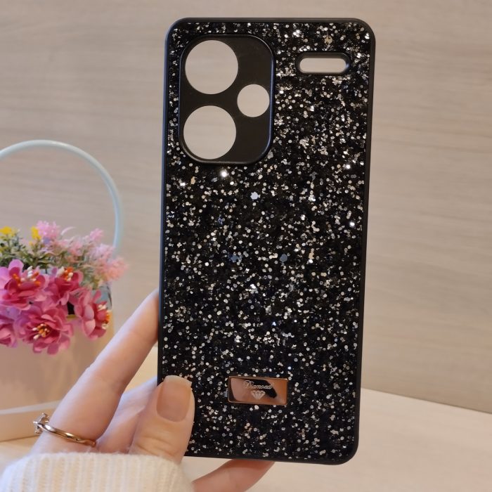Чохол на xiaomi redmi Note 13 pro plus 5g силіконова жіноча накладка блискуча Diamond shine чорний - Зображення 2