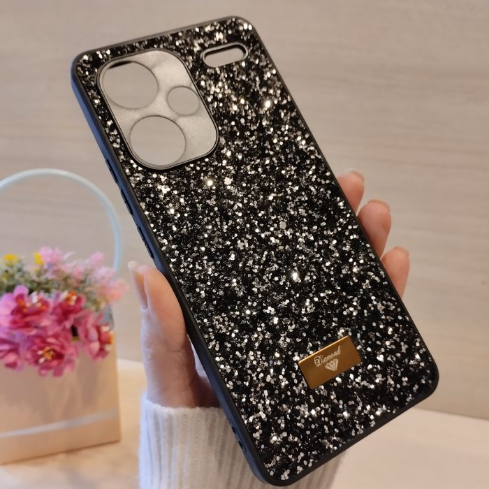 Чохол на xiaomi redmi Note 13 pro plus 5g силіконова жіноча накладка блискуча Diamond shine чорний - Зображення 3
