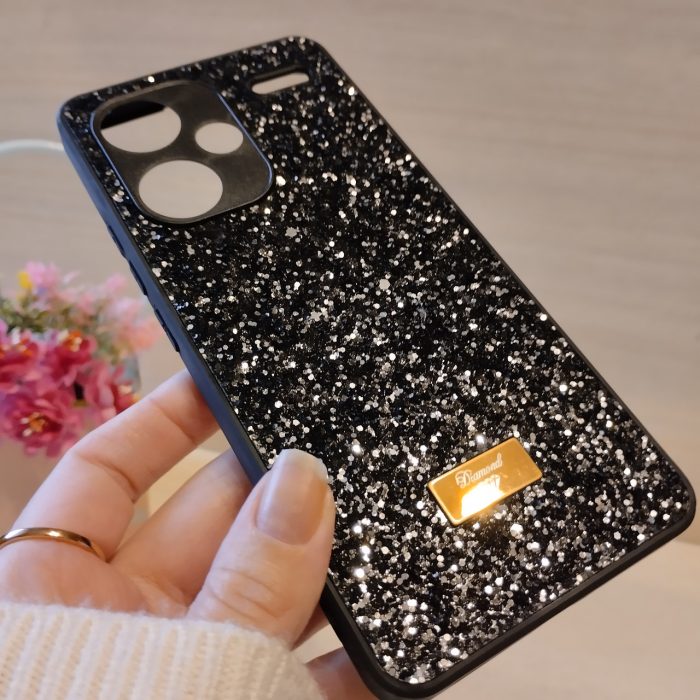 Чохол на xiaomi redmi Note 13 pro plus 5g силіконова жіноча накладка блискуча Diamond shine чорний - Зображення 7