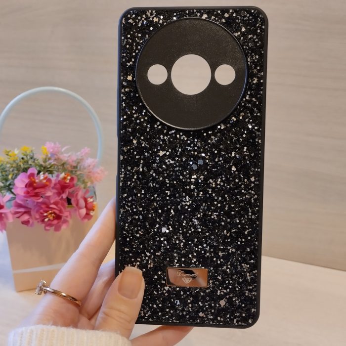 Чехол для xiaomi redmi A3 силиконовая женская накладка блестящая Diamond shine черный - Зображення 2