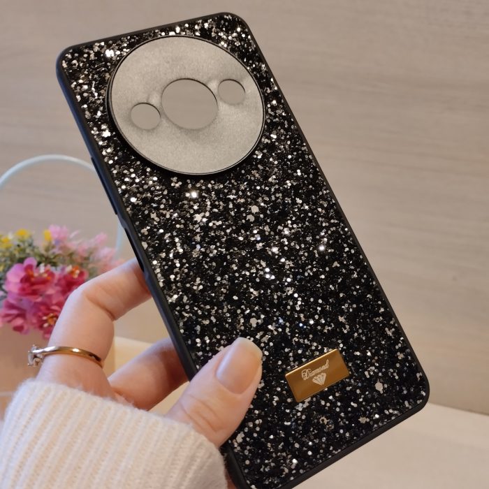 Чехол для xiaomi redmi A3 силиконовая женская накладка блестящая Diamond shine черный - Зображення 3