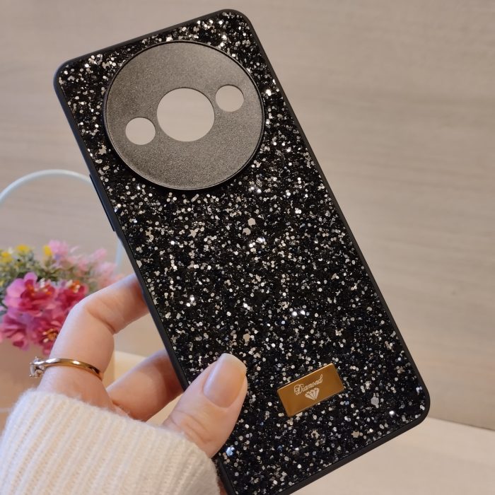 Чехол для xiaomi redmi A3 силиконовая женская накладка блестящая Diamond shine черный - Зображення 4
