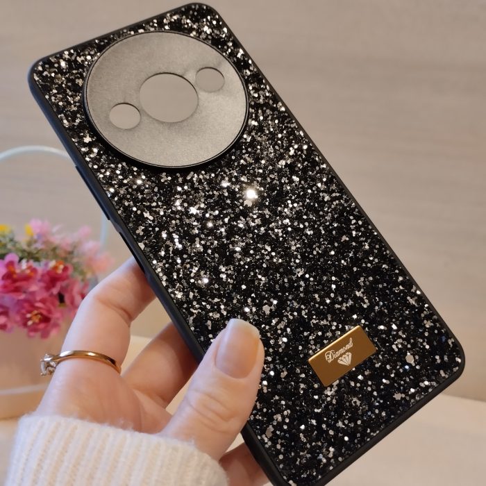 Чехол для xiaomi redmi A3 силиконовая женская накладка блестящая Diamond shine черный - Зображення 5